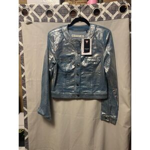 NWT Guess Woman's Glam De Logo Sammy Jacket Size Medium Blue